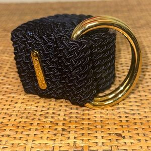 Lauren Ralph Lauren Blue Woven Women’s SM Belt Silver D Ring Buckle Nautical Y2K